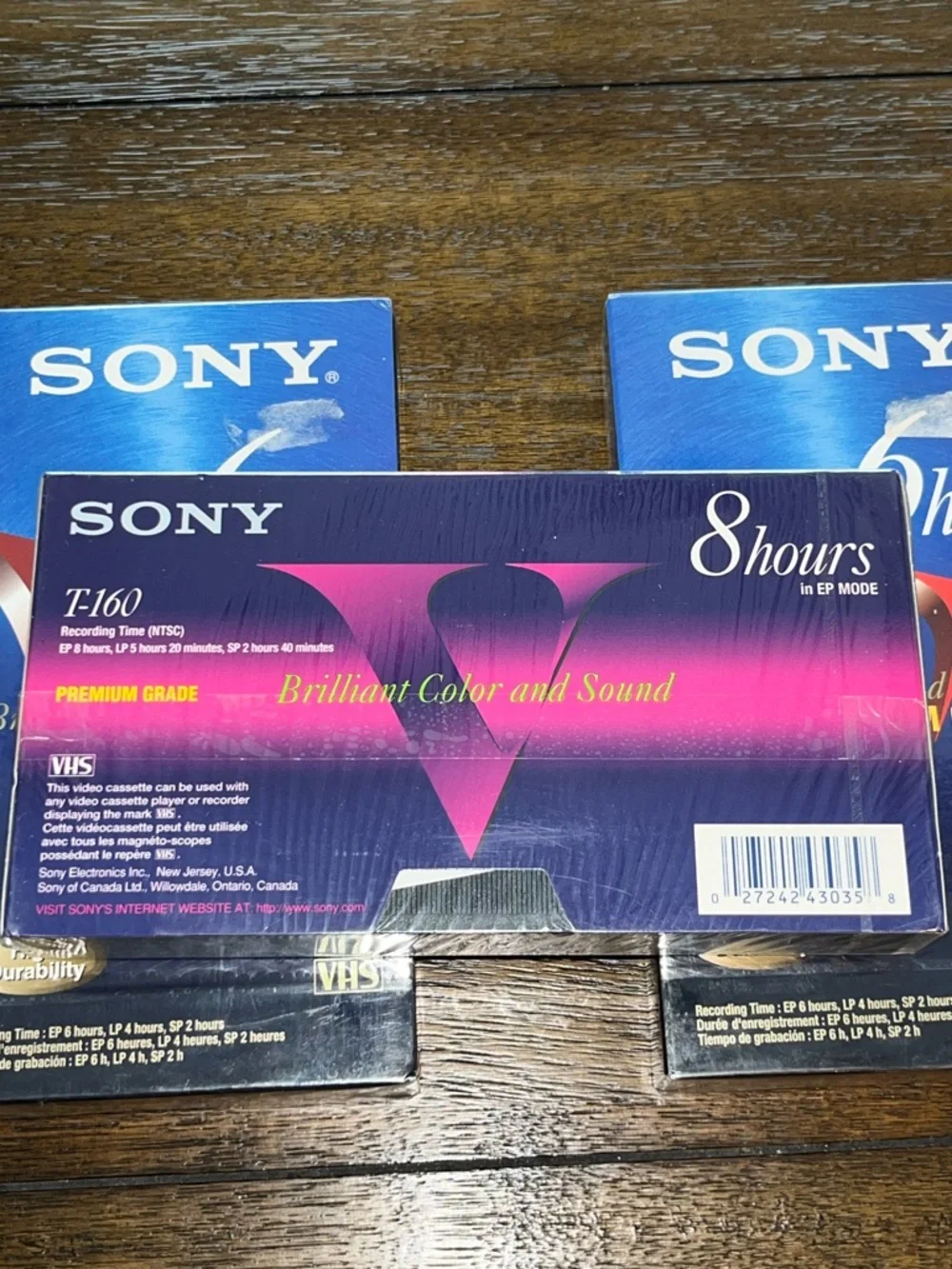 Sony High Quality 6 &8 Hour VHS Tapes: Premium Grade T-120 Lot of 3 New Sealed